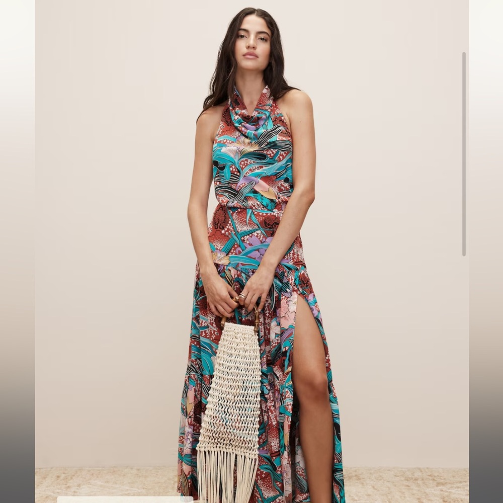 The White Lotus Matte Silk Halter Maxi Dress